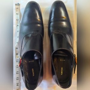 TOM FORD Edgar Size 14 Black Leather Monk Strap Loafers